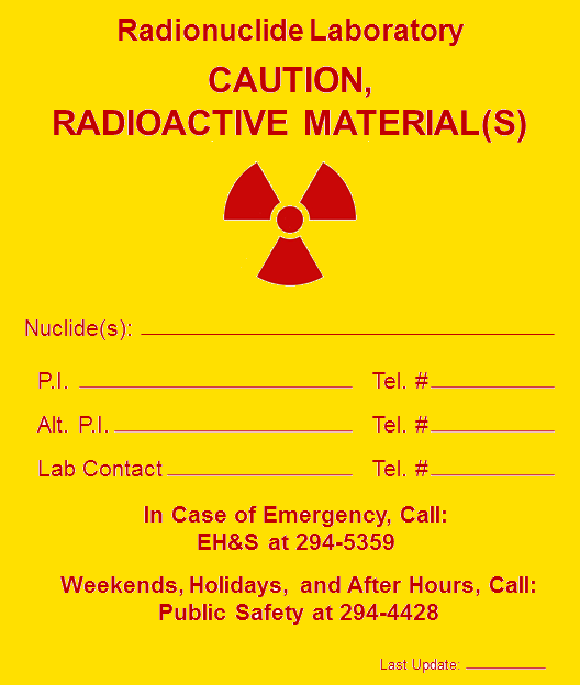 Caution Radioactive Material(s) door sign