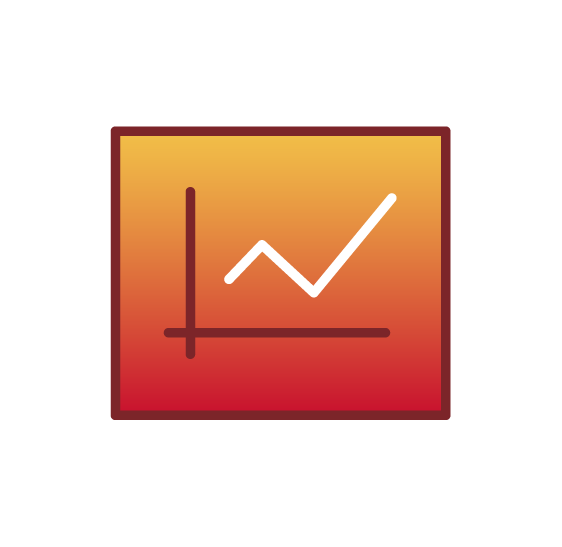 Illustrated icon of line chart with data