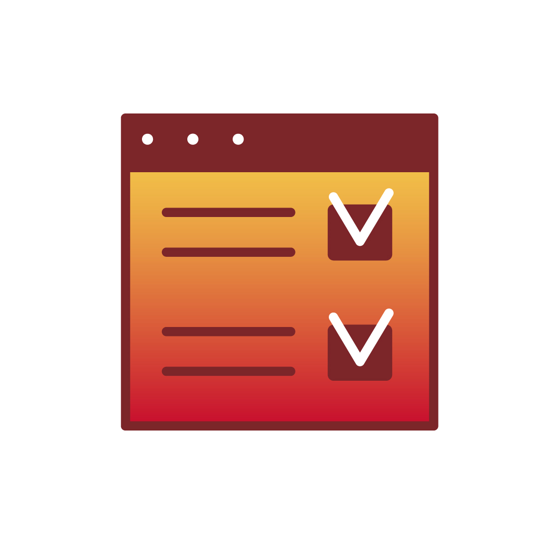 Illustrated icon of a checklist in an internet browser