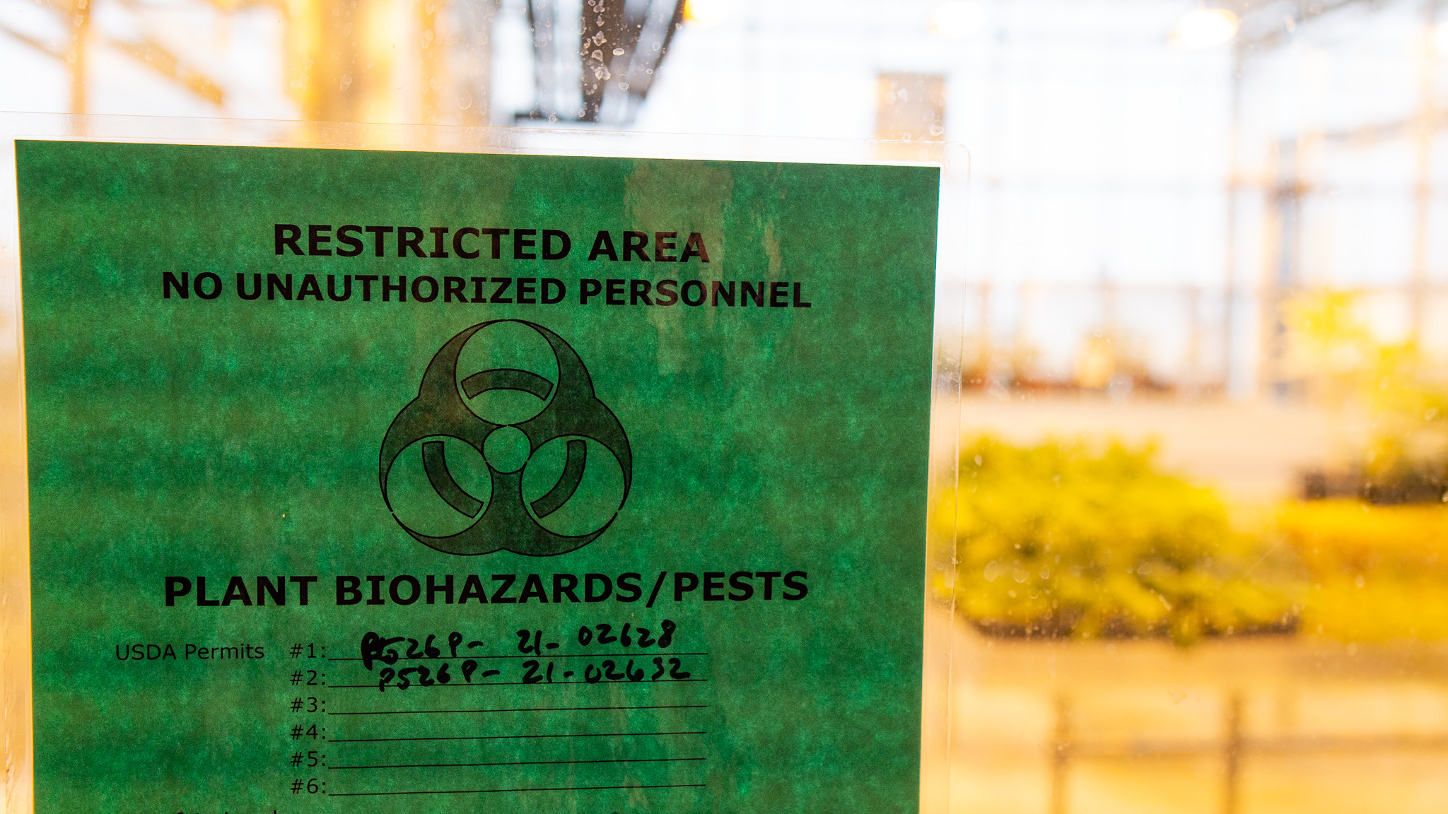 Example of plant biohazard materials signage