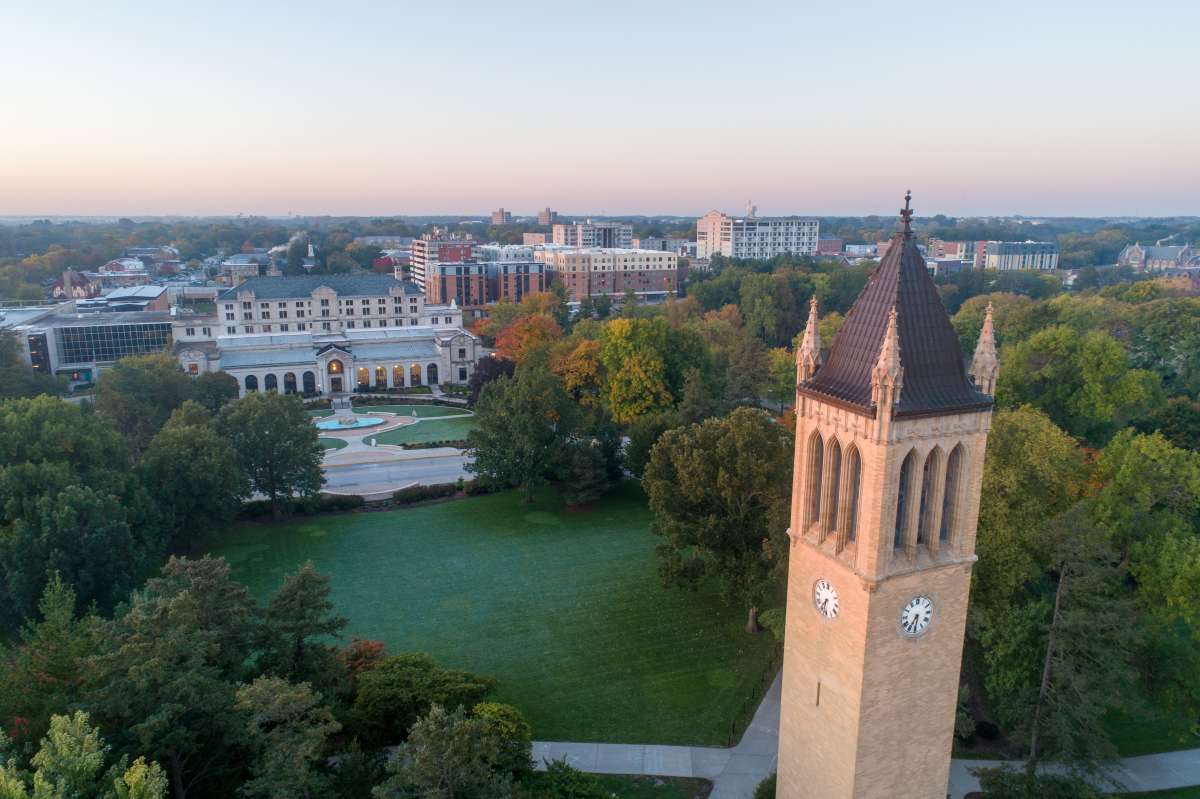 Iowa State University's campanile with the Memorial Union in the background