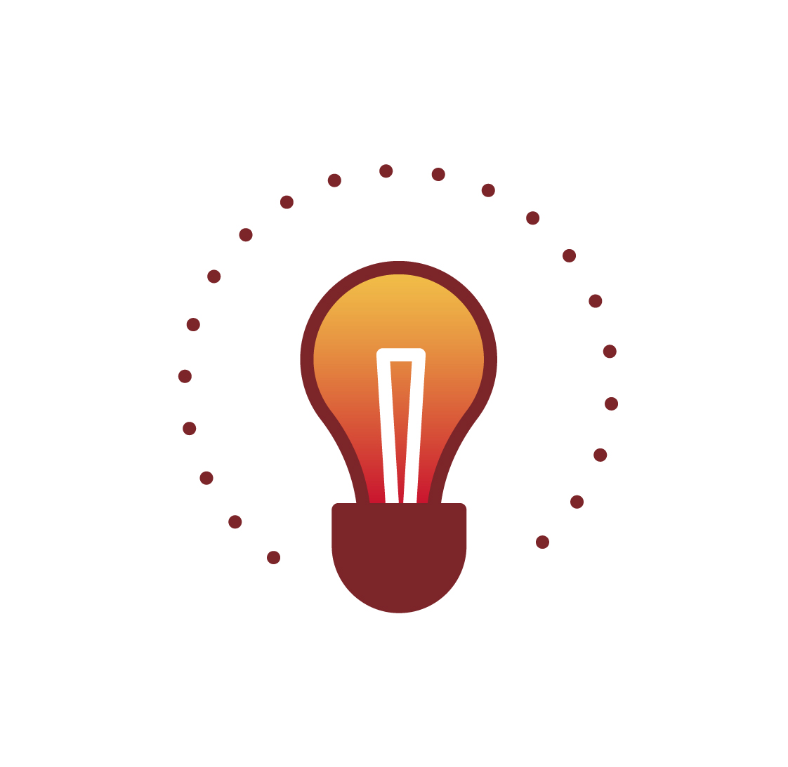 Illustrated icon of an illuminated light bulb