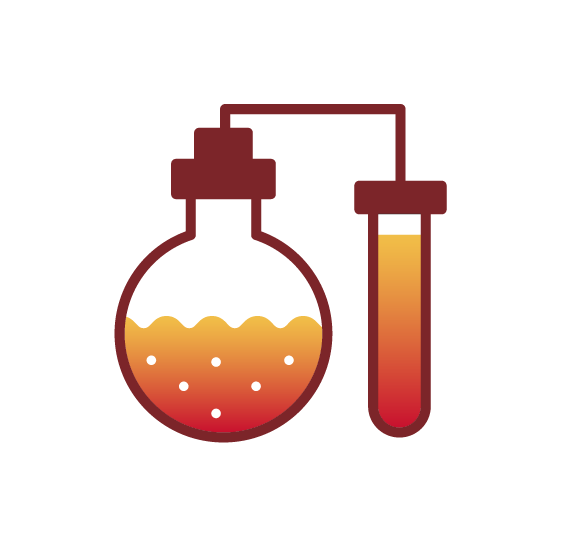 Illustrated icon of beaker and test tube