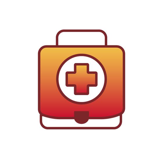 Illustrated icon of a first aid kit