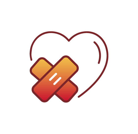 Illustrated icon of a bandage on a heart