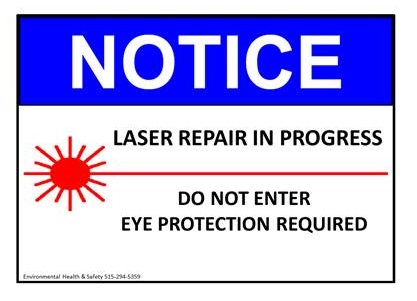 Notice warning label for lasers